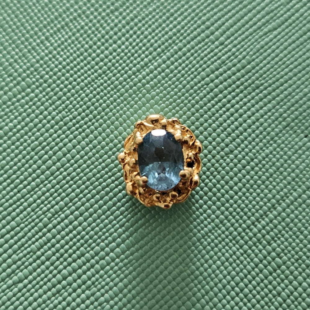 Stunning Oval Blue Topaz 14k Solid YG Slide Bracelet Charm / Pendant - Picture 2 of 7